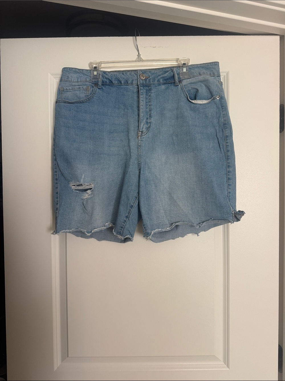 Forever 21 Light Blue Distressed Denim Cutoff Shorts